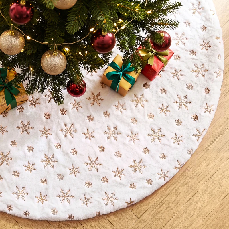 Jingle Jollys Christmas Tree Skirt 90cm Snowflake Ornaments Xmas Decorations