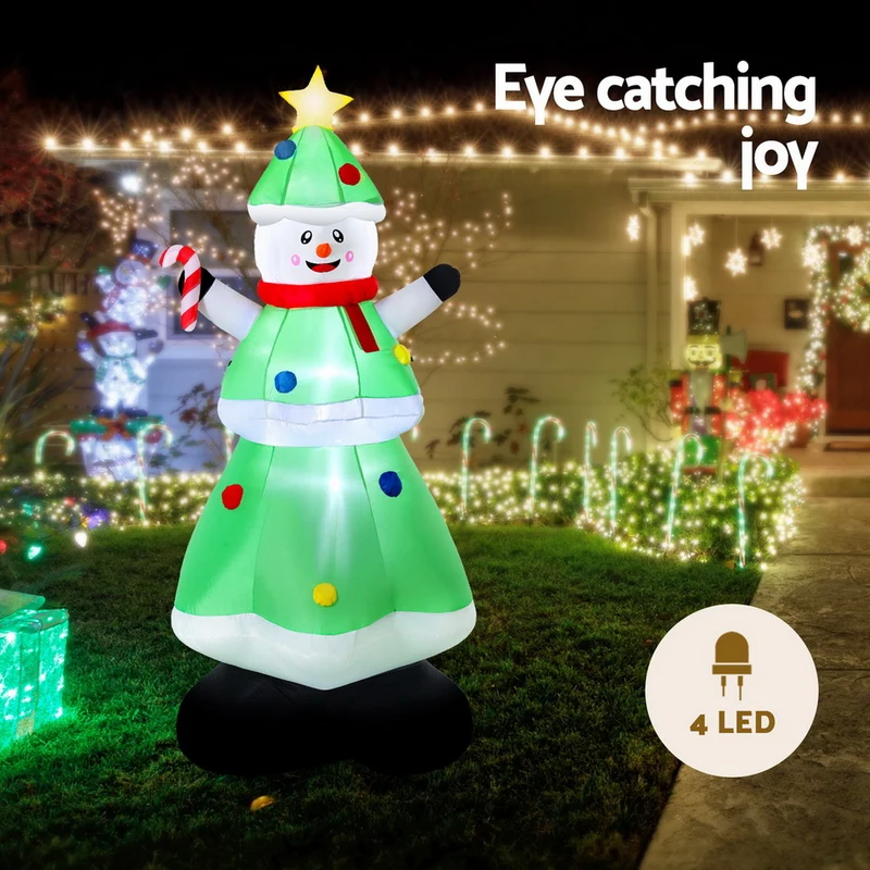 Jingle Jollys Christmas Inflatable Snowman Tree 2.75M Height LED Decorations Illuminated