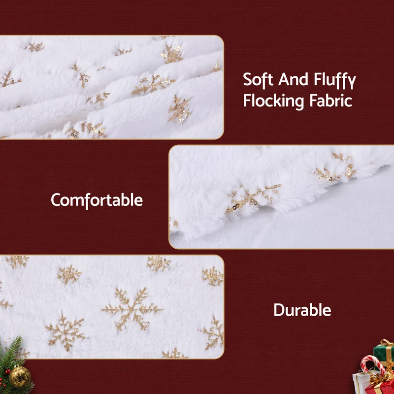 Jingle Jollys Christmas Tree Skirt 120cm Snowflake Ornaments Xmas Decorations