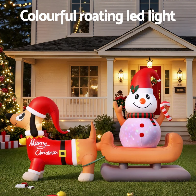 Jingle Jollys Christmas Inflatable Snowman Dog 4.2M Tall Outdoor Decorations Illuminated