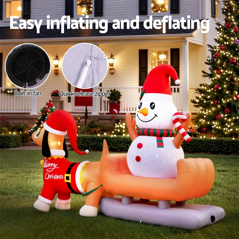Jingle Jollys Christmas Inflatable Snowman Dog 4.2M Tall Outdoor Decorations Illuminated
