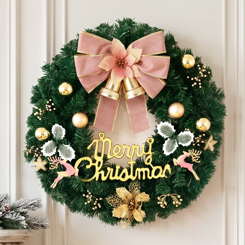 Jingle Jollys Christmas Wreath 60CM Garland Flowers Baubles Party Decorations