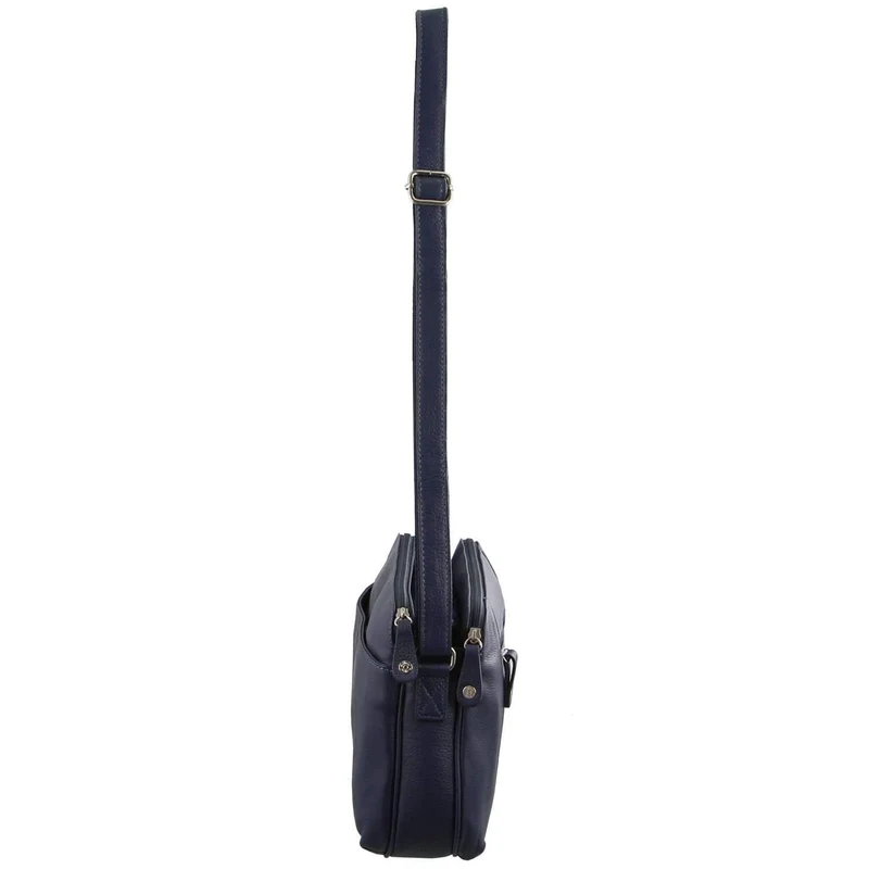 Milleni Women's Nappa Leather Shoulder Crossbody Bag 28x22cm Navy