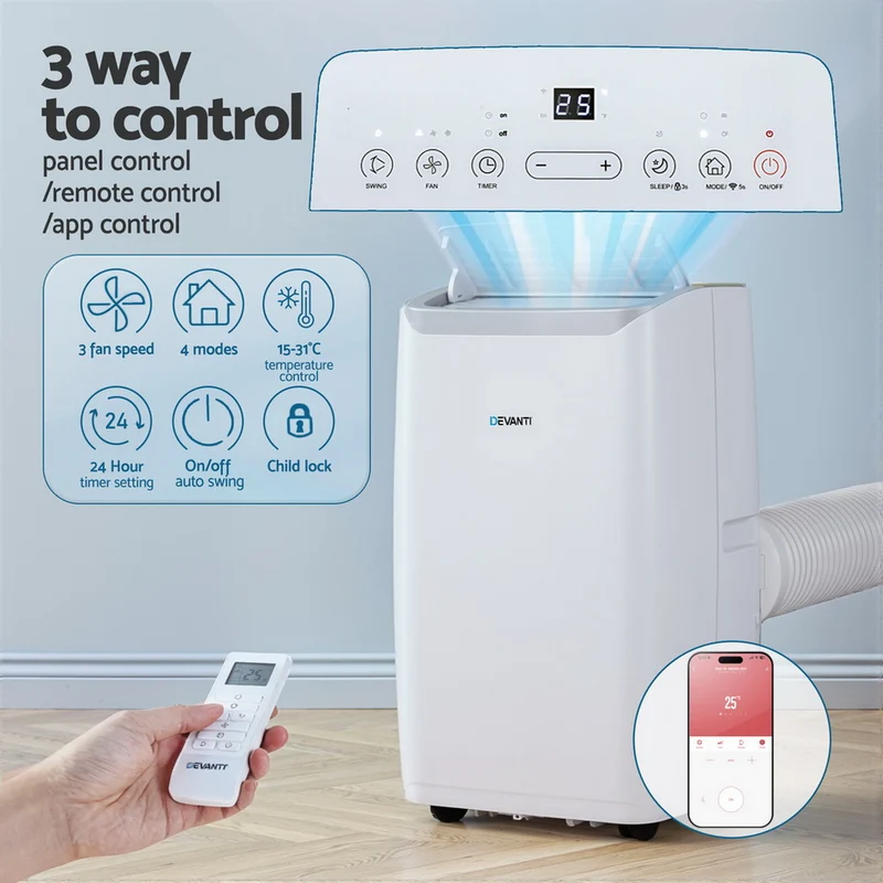 Devanti Portable Air Conditioner Dehumidifier Fan 14000BTU