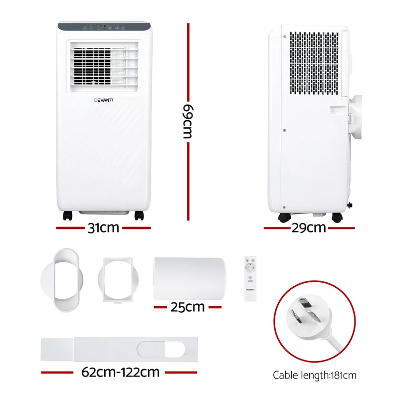 Devanti 3-in-1 Portable Air Conditioner Dehumidifier Fan 7000BTU