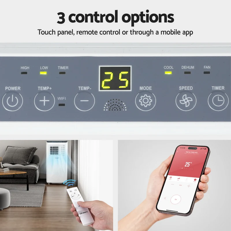 Devanti 3-in-1 Portable Air Conditioner Dehumidifier Fan 7000BTU
