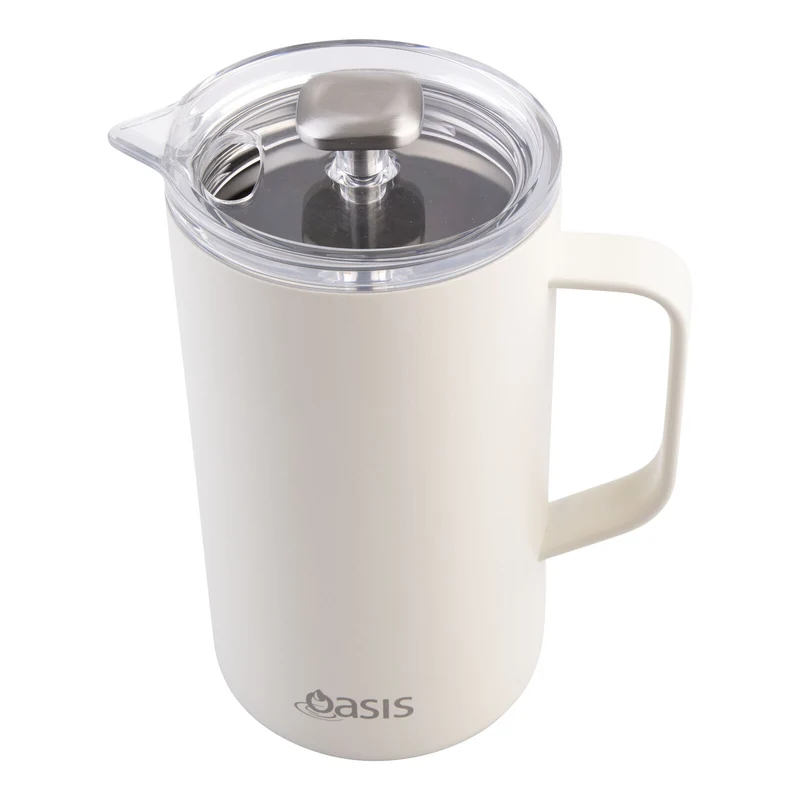 Oasis Stainless Steel Double Wall Insulated Coffee Press - 4 Cup - 600ml (Alabaster)