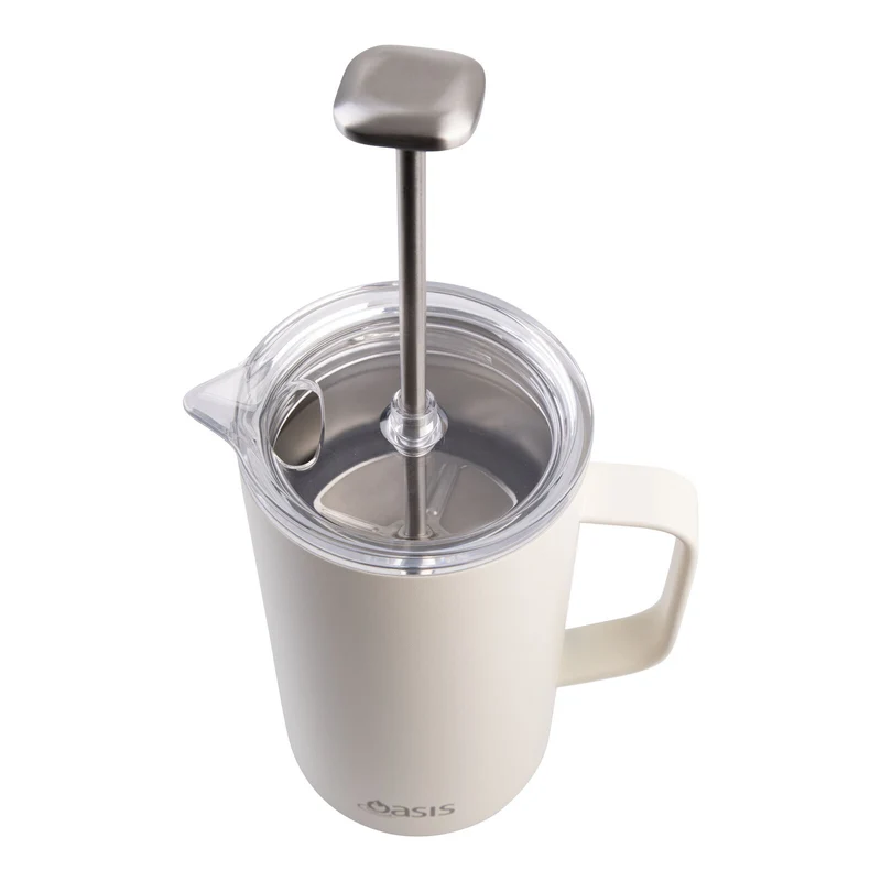 Oasis Stainless Steel Double Wall Insulated Coffee Press - 4 Cup - 600ml (Alabaster)
