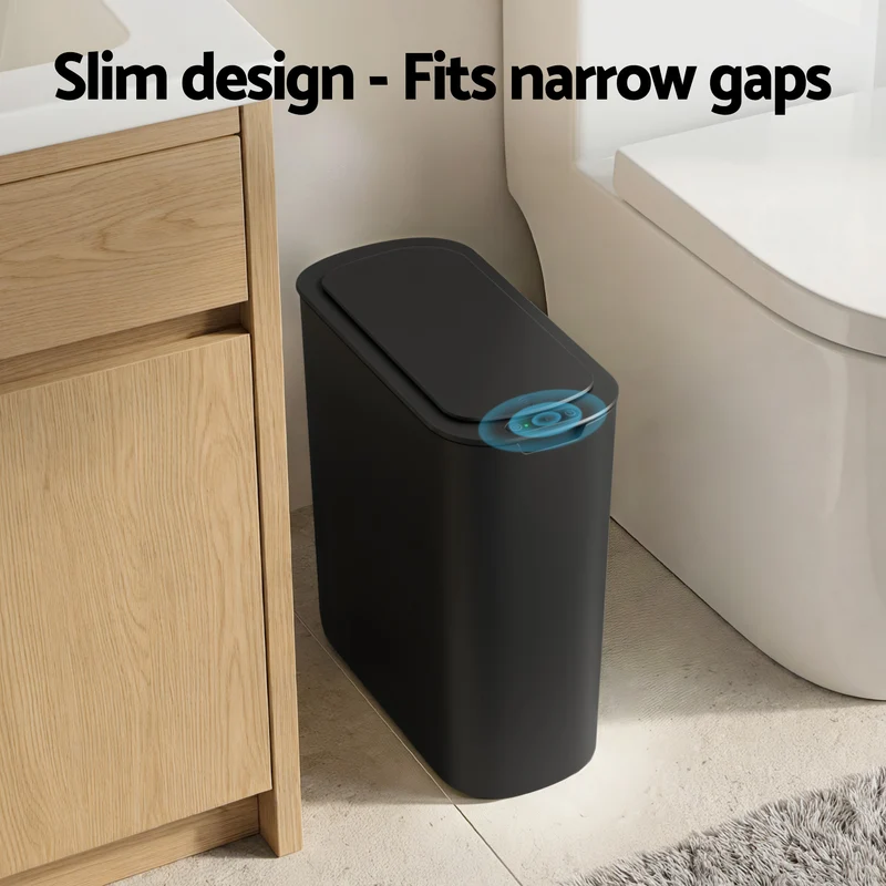 Devanti 21L Motion Sensor Kitchen Bin Slim Touchless Rubbish Can with Lid Black