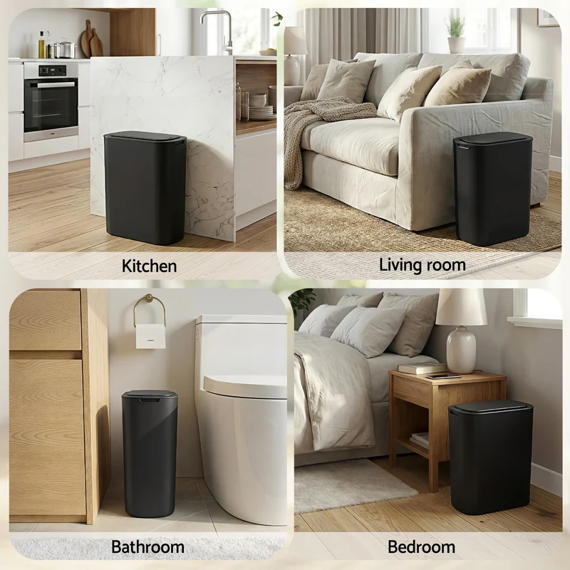 Devanti 21L Motion Sensor Kitchen Bin Slim Touchless Rubbish Can with Lid Black