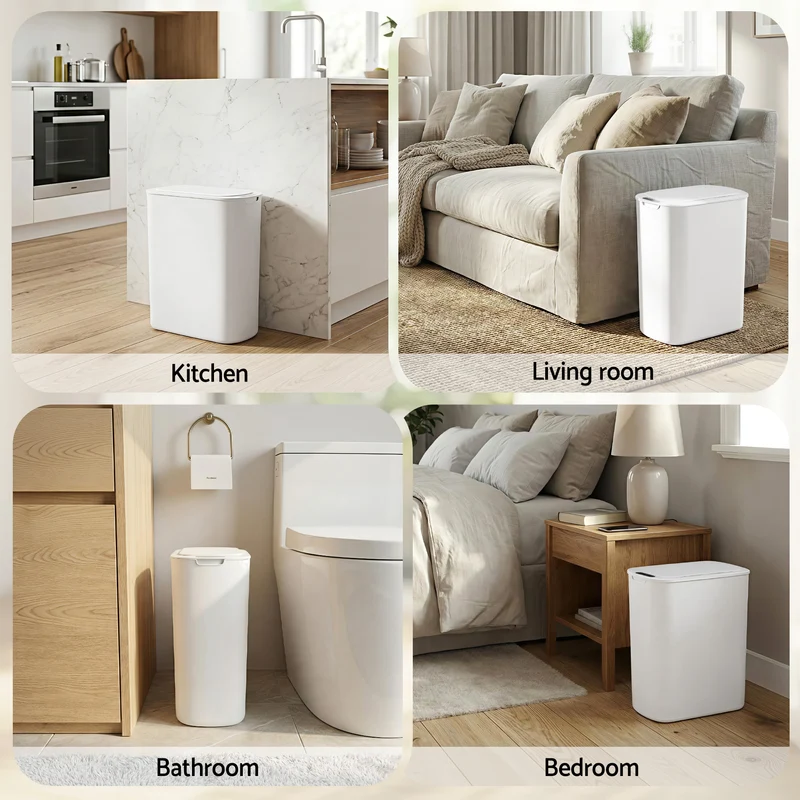 Devanti 21L Motion Sensor Kitchen Bin Slim Touchless Rubbish Can with Lid White