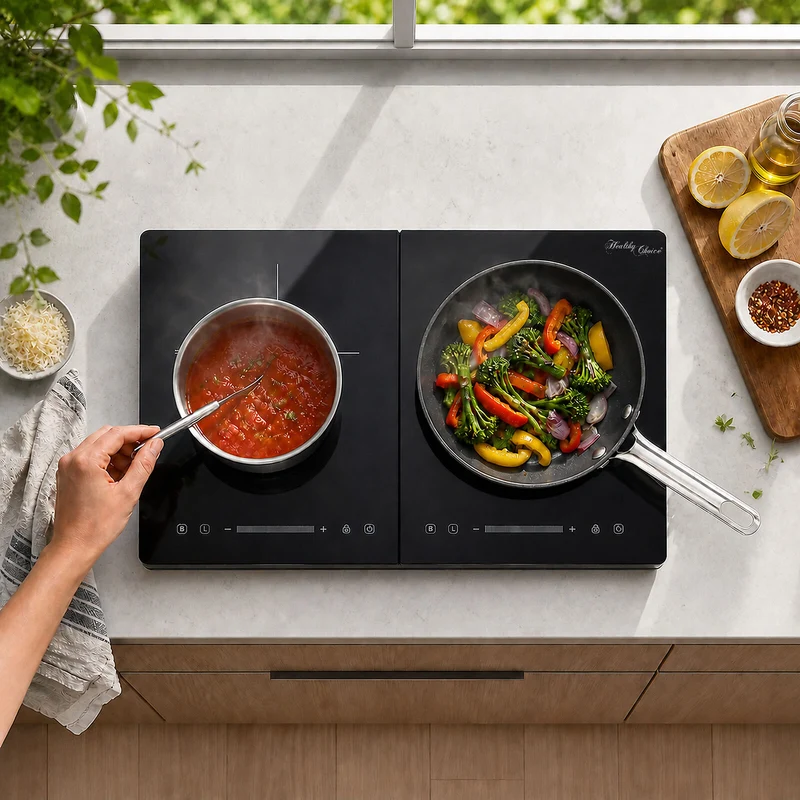 Healthy Choice Double Induction Cooker with 2 Plates 60 to 240C 2400W