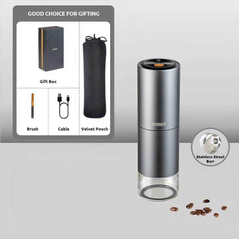 SPARKFE Portable Electric Coffee Grinder CGR Series Classic Collection (Silver Grey)