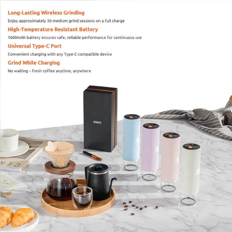 SPARKFE Portable Electric Coffee Grinder - Marshmallow