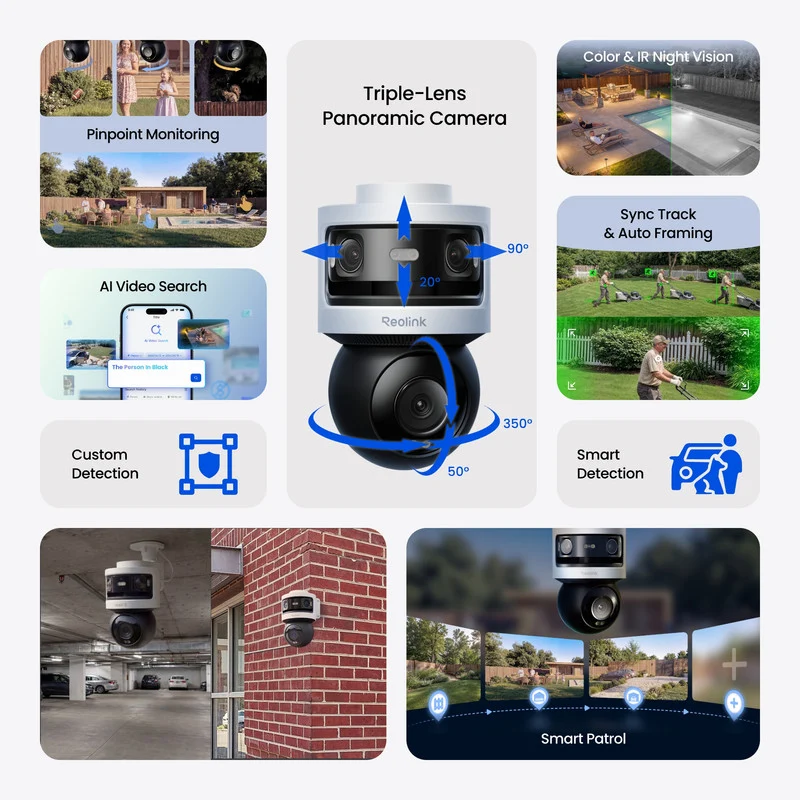 Reolink OMVI 3i PoE Triple-Lens PoE Security Camera with Auto Tracking 2 Pack