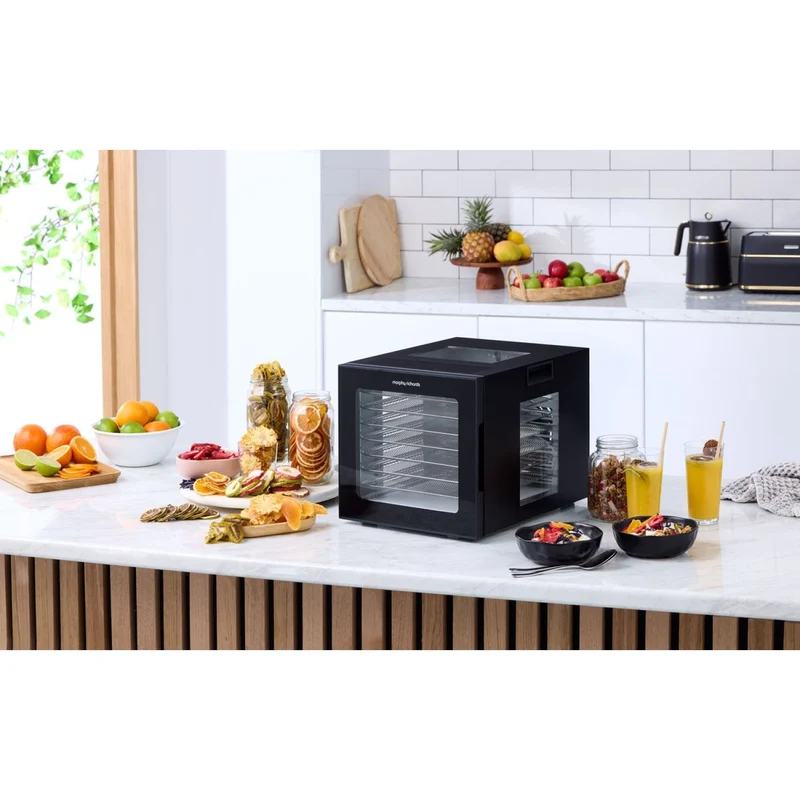 Morphy Richards 8 Shelf Food Dehydrator Stainless Steel Trays 10 Presets Black