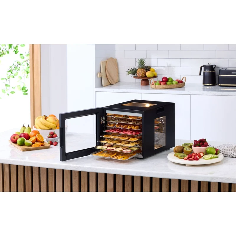 Morphy Richards 8 Shelf Food Dehydrator Stainless Steel Trays 10 Presets Black