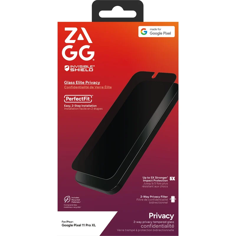 ZAGG InvisibleShield Glass Elite Privacy Screen Protector for Pixel 11 Pro XL