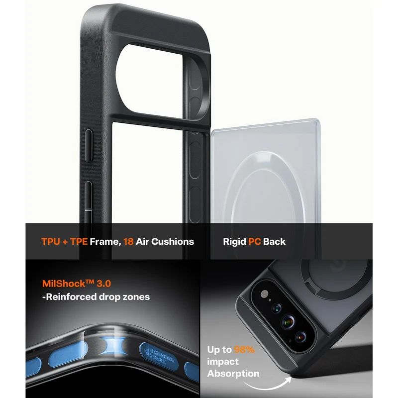 Torras Ostand Q3 Spin Case for Pixel 11 Pro XL(Black)