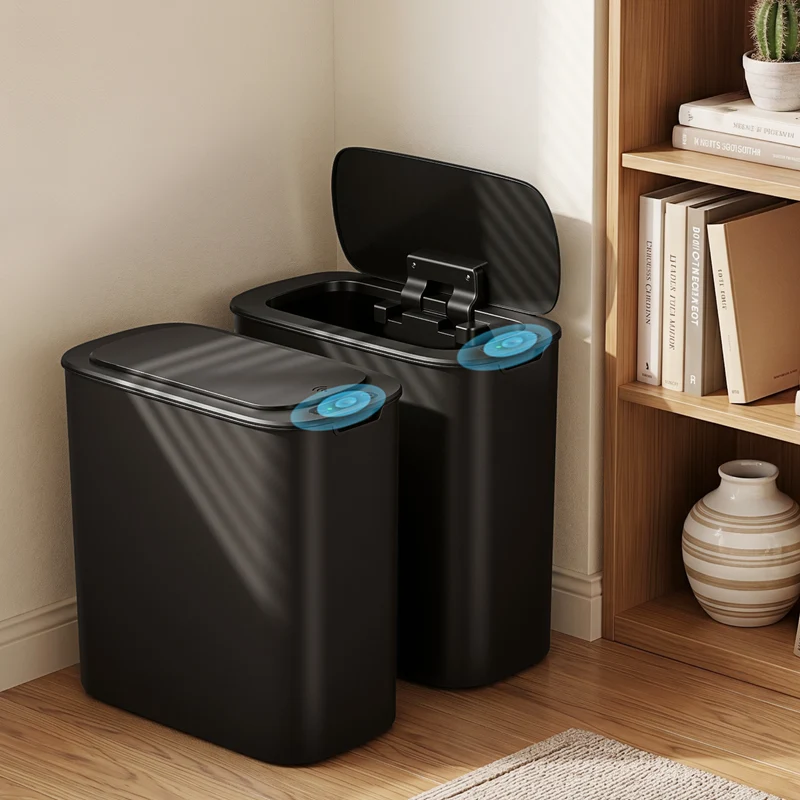 Devanti 11L Motion Sensor Kitchen Bins Slim Touchless Rubbish Can 2-Pieces Black