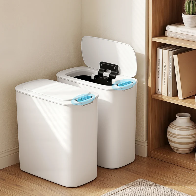 Devanti 11L Motion Sensor Kitchen Bins Slim Touchless Rubbish Can 2-Pieces White