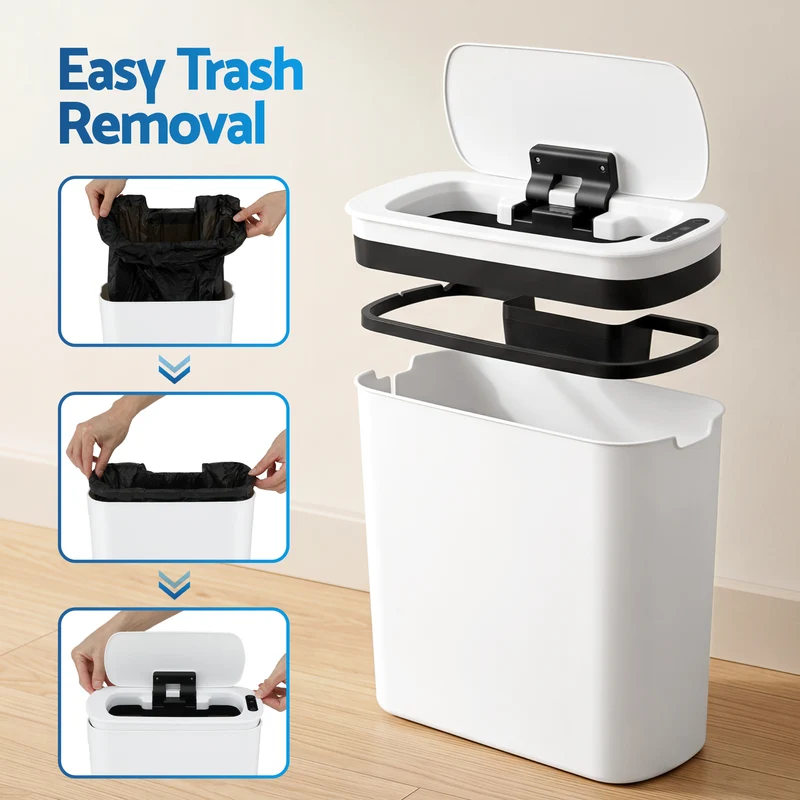 Devanti 11L Motion Sensor Kitchen Bin Slim Touchless Rubbish Can with Lid White