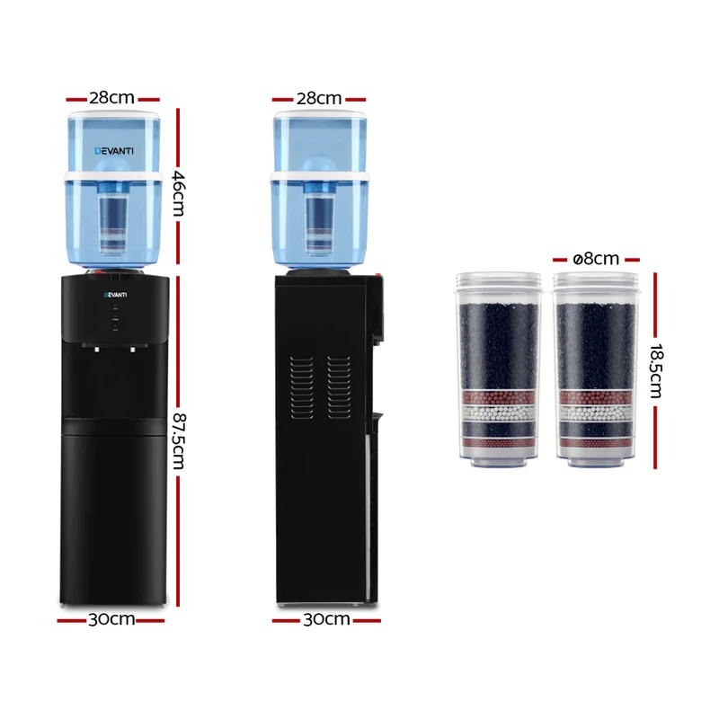 Devanti Water Cooler Dispenser Stand 22L Bottle Black with 2 Filter