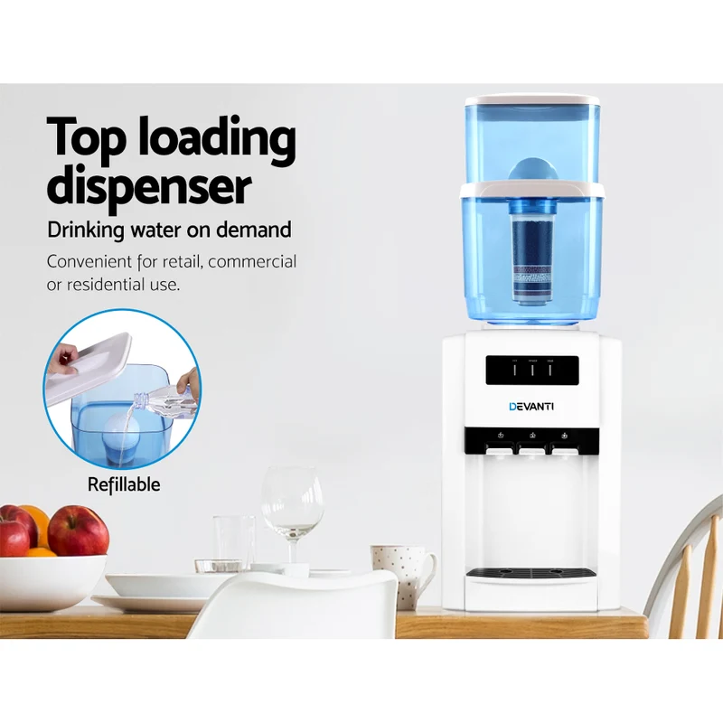 Devanti Water Cooler Dispenser Bench Top 22L with 2 Filter