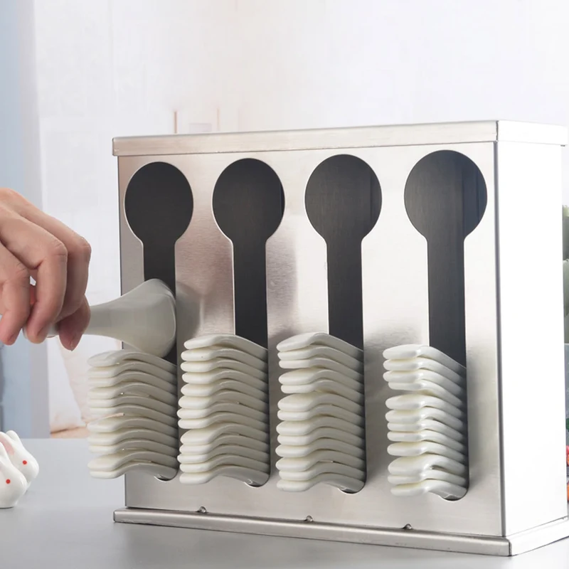 SOGA Stainless Steel Restaurant Spoon Holder Storage Rack 4 Holes