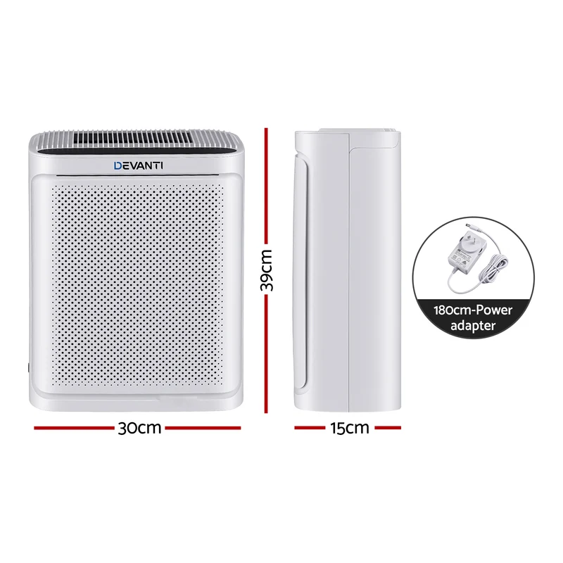 Devanti Air Purifier HEPA Air Cleaner Digital Display Bedroom White