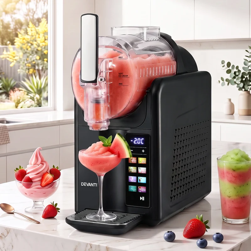 Devanti Slushie Machine 2L Frozen Drink Maker Ice Cream Cocktail Slush Maker (Black)
