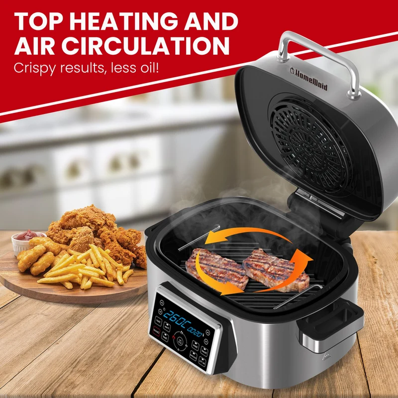 Homemaid Digital 6L Air Fryer and Grill Housing LED Display (Stainless Steel)