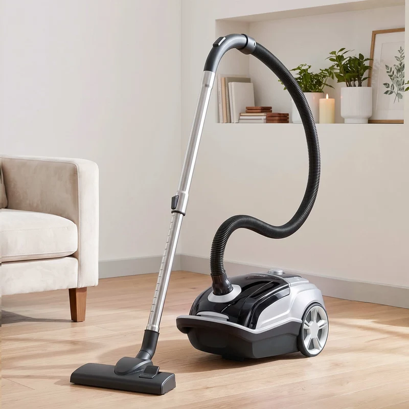 DEVANTI Bagged Vacuum Cleaner Powerful Suction for Carpet Wood Tile Floor (Black)
