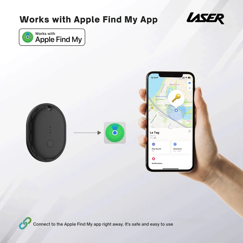 Laser Smart Tag – Compatible with Apple Find My (Black)