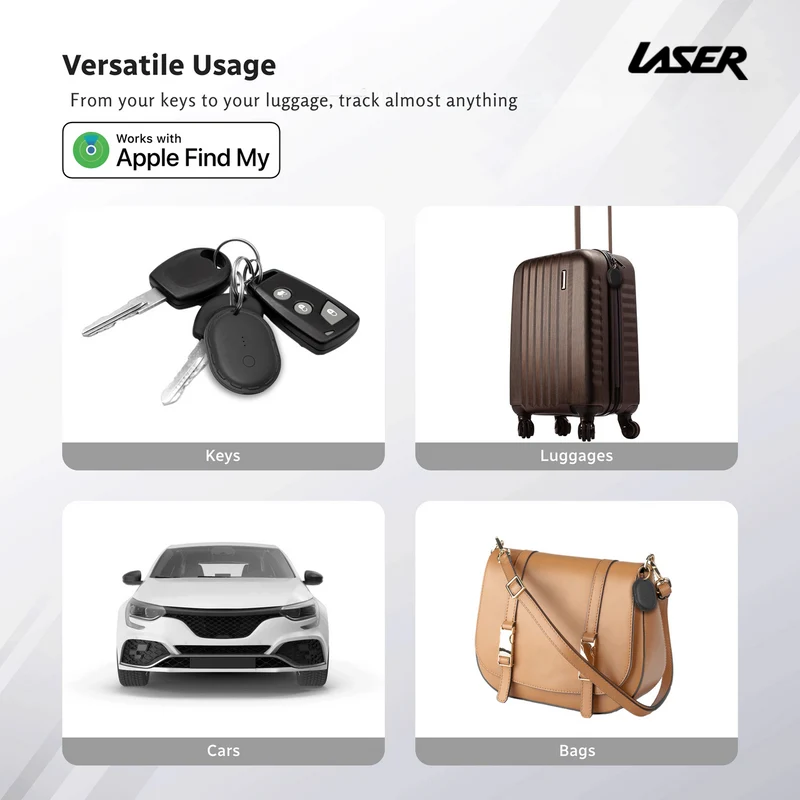 Laser Smart Tag – Compatible with Apple Find My (Black)