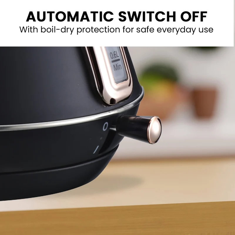 Pronti 1.7L Rose Trim Collection Kettle Stainless Steel (Black)