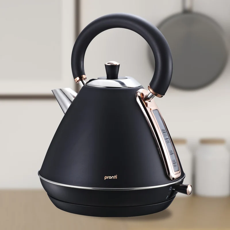 Pronti 1.7L Rose Trim Collection Kettle Stainless Steel (Black)