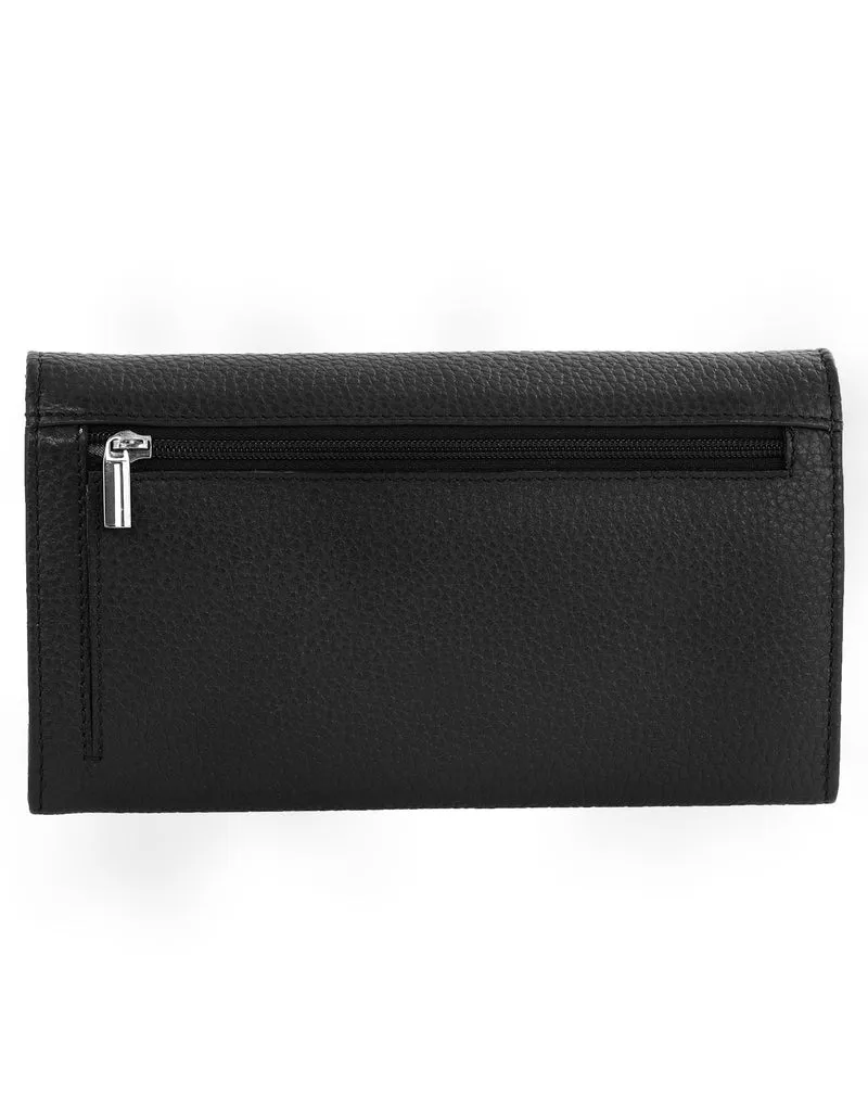 Pierre Cardin Women's Rustic Leather Protected RFID Wallet 19cm Black