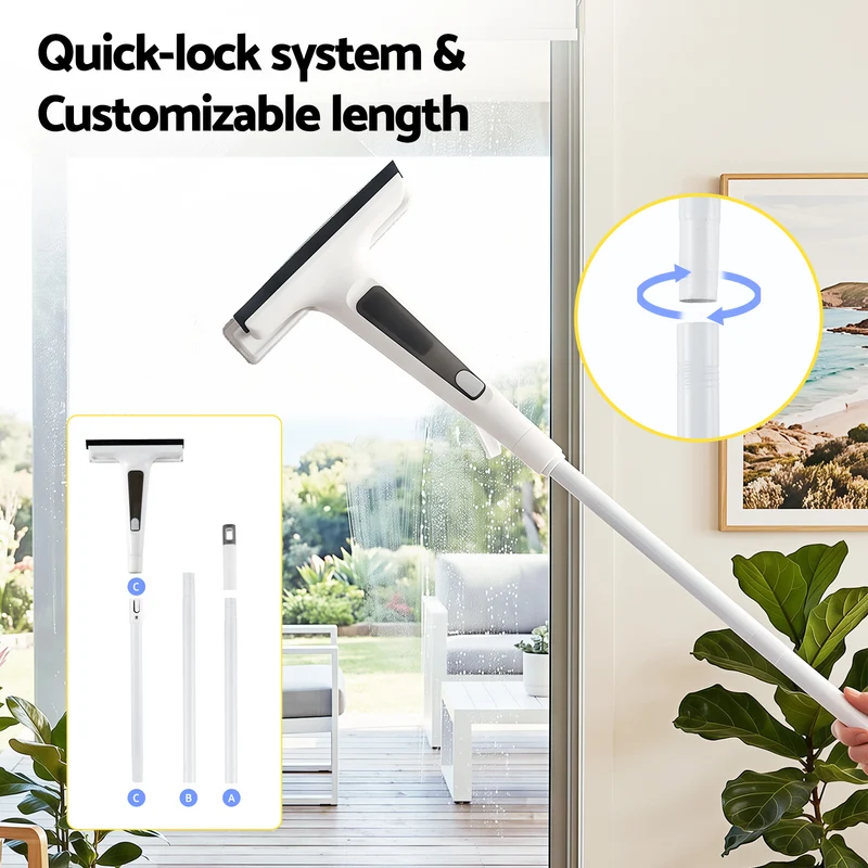 Giantz Window Cleaner Mirror Car, Spray Scrub Squeegee 136cm Extendable Long Handle