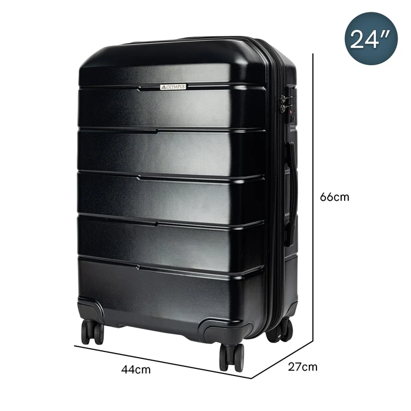 Olympus Artemis Hard Shell ABS+PC Luggage Set in Jet Black (3 Piece Set)