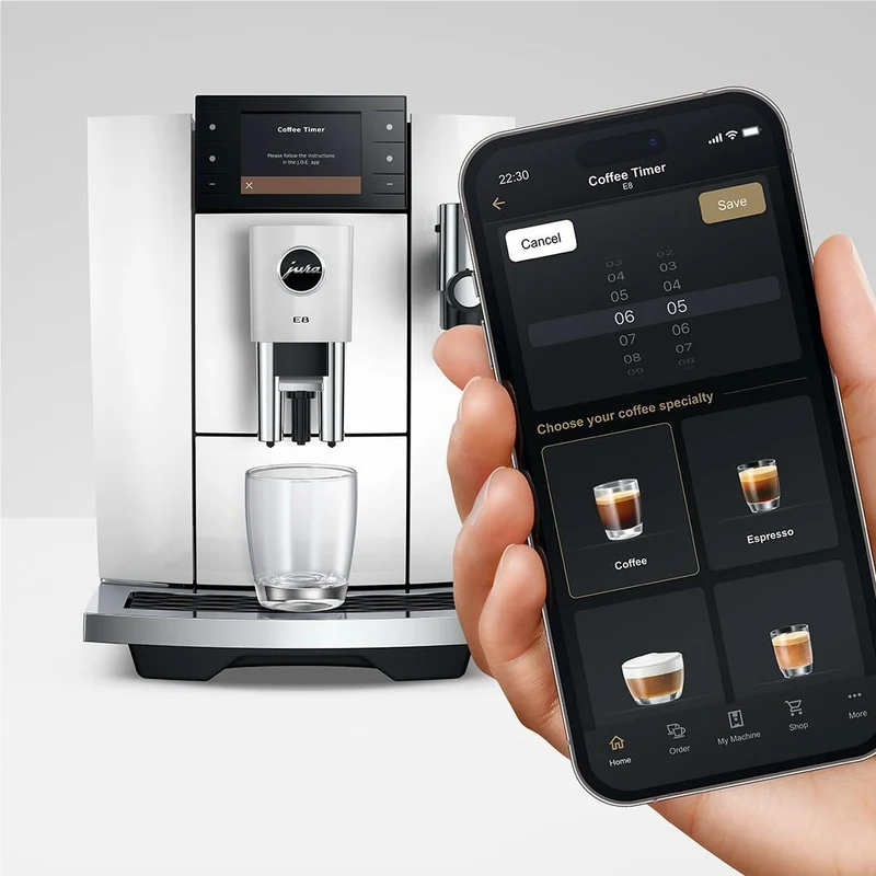 Jura E8 Fully Automatic Coffee Machine (Piano White)