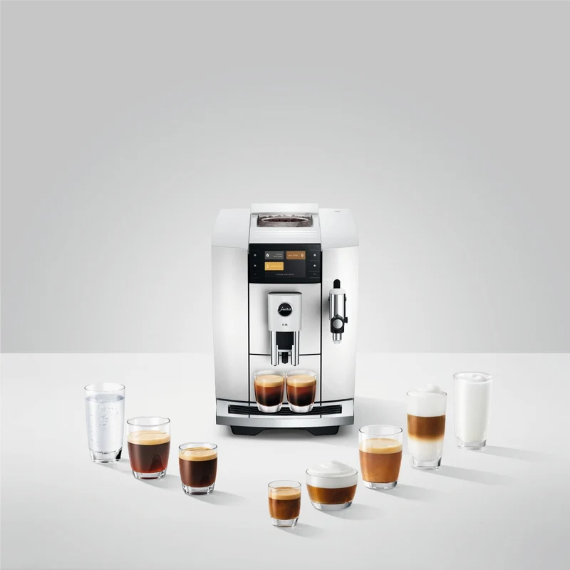 Jura E8 Fully Automatic Coffee Machine (Piano White)