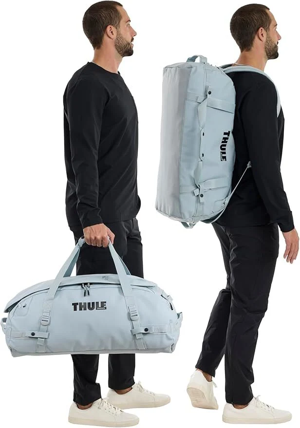 Thule Chasm 70L Duffel Overnight Bag Convertible Backpack Duffle in Soft Blue
