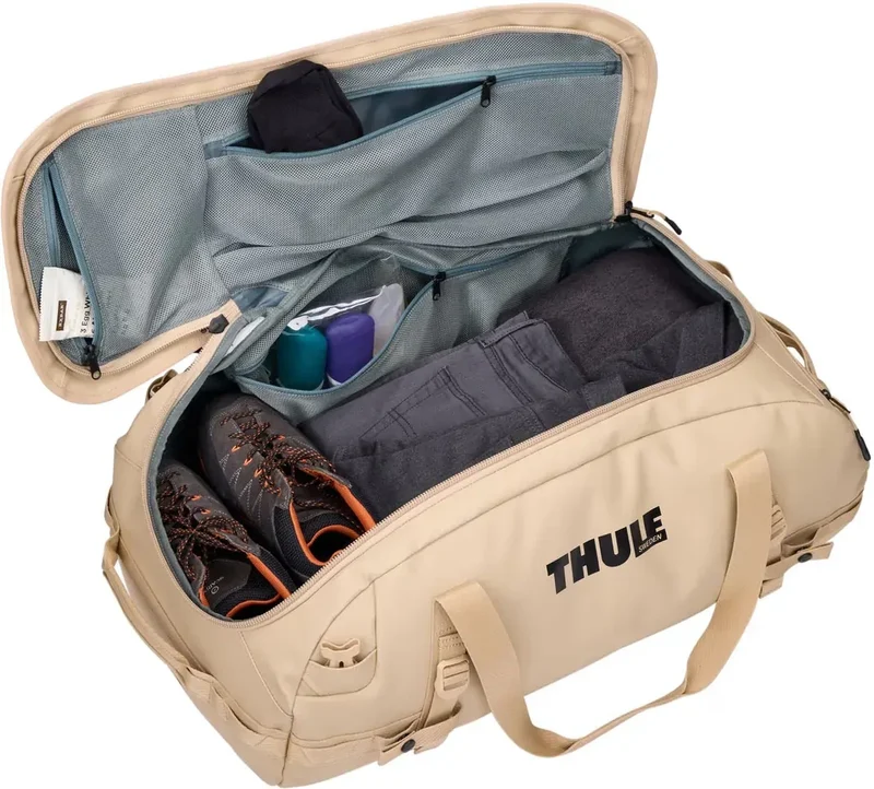 Thule Chasm 70L Duffel Overnight Bag Convertible Backpack Duffle in Gentle Beige