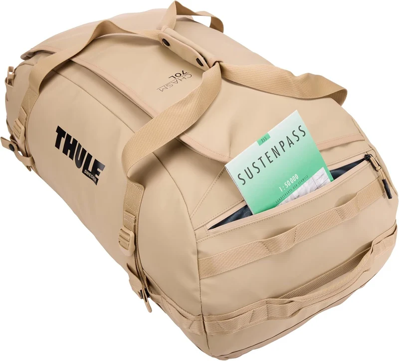Thule Chasm 70L Duffel Overnight Bag Convertible Backpack Duffle in Gentle Beige