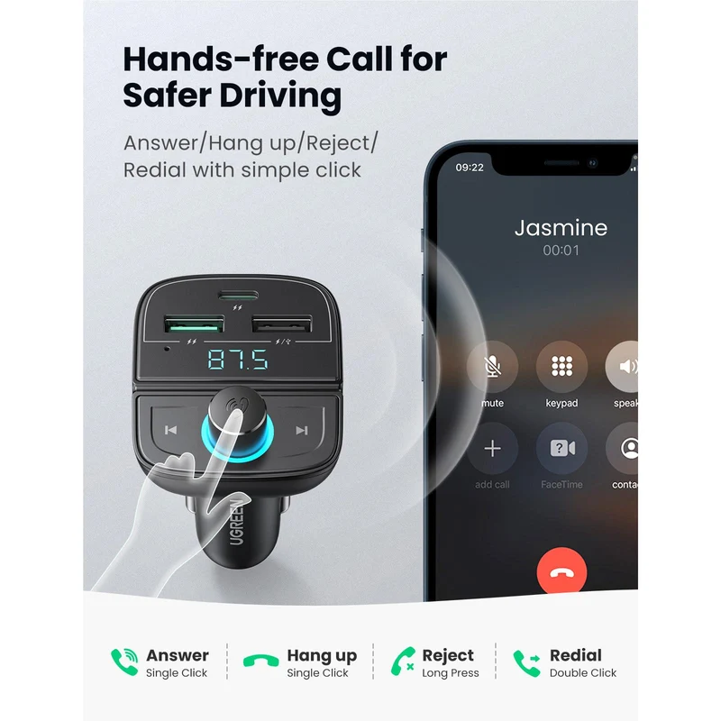 UGREEN 20W Bluetooth Car Charger