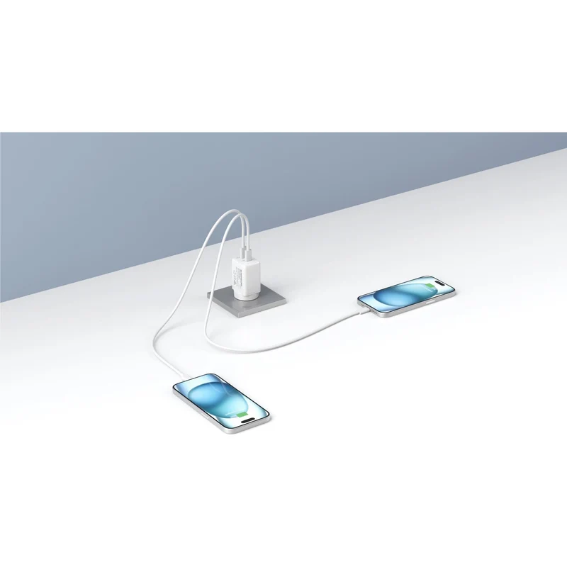 Monster 45W GaN Dual USB-C Port Wall Charger (White)