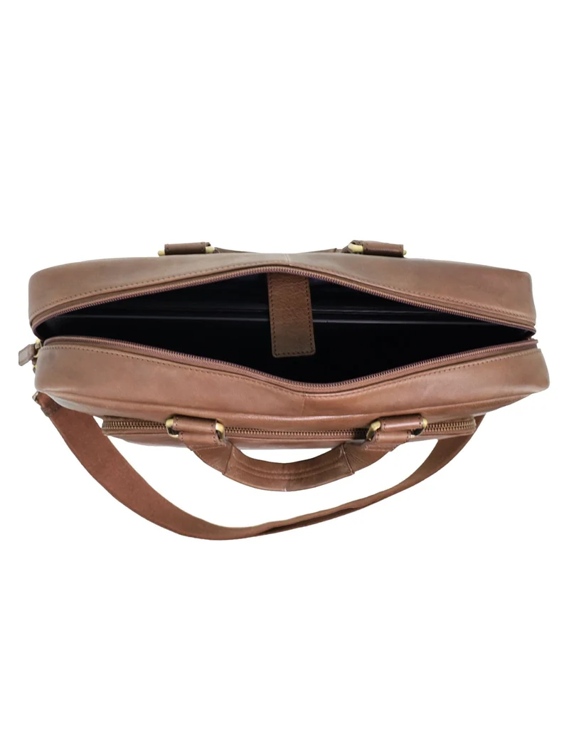 Pierre Cardin Men's Leather Rustic Business/Laptop Shoulder Bag 41x29cm Oak