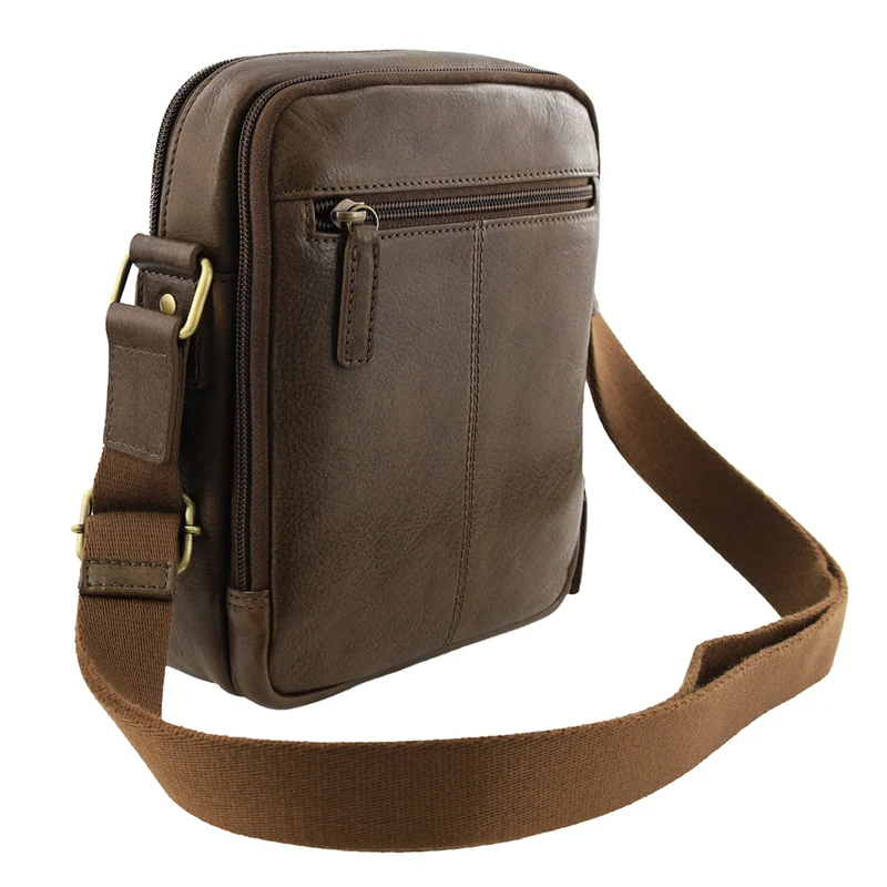 Pierre Cardin Men's Leather Compact Shoulder Crossbody Bag 22x25cm Oak