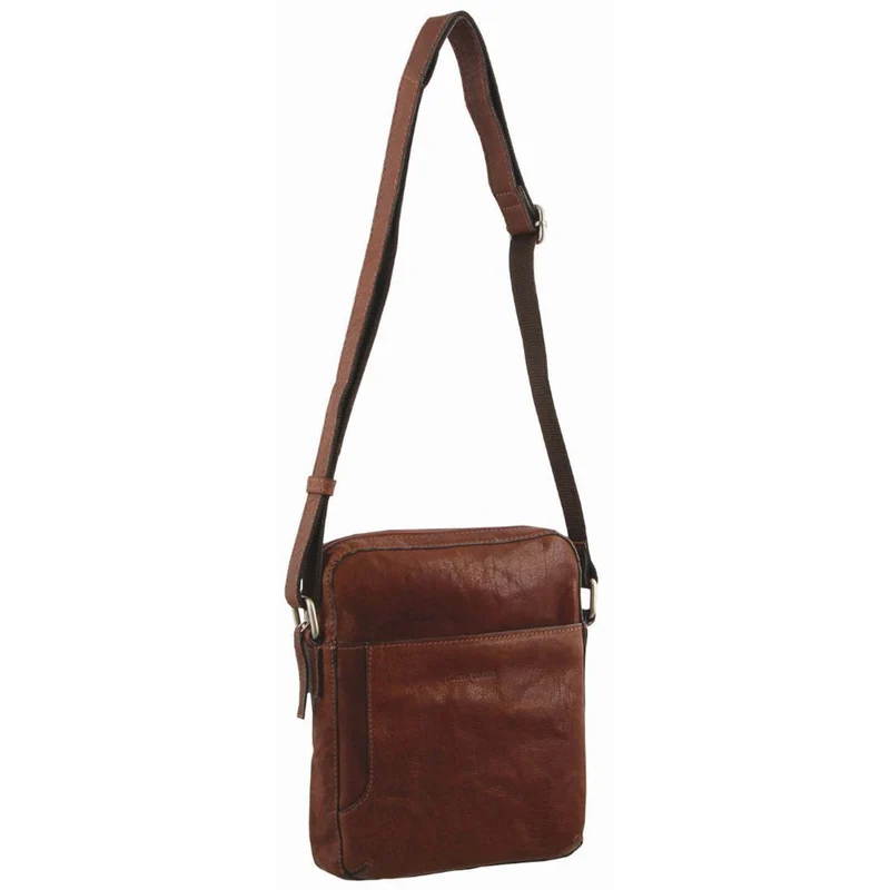 Pierre Cardin Rustic Leather Tablet Bag - Chestnut